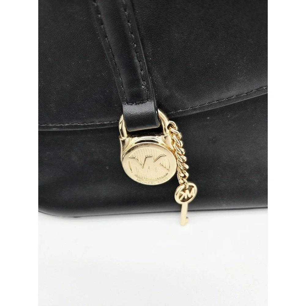 Michael Kors Lyra Small Flap Crossbody‎ MK Key Lock Bag Black Leather